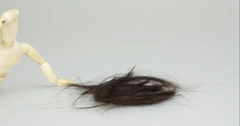 Brown hair loss problem on white background time lapse Stock Footage 63621872