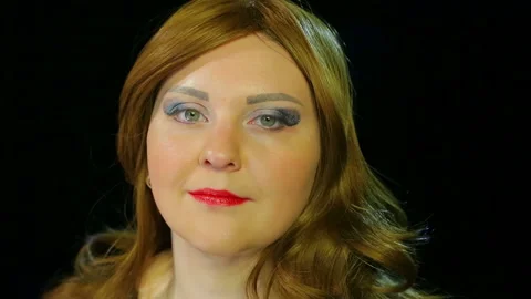 Brown-haired actress in the dressing room is preparing for the performance Stock Footage 107679388