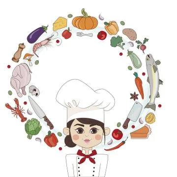 Brown-haired cook Stock Illustration