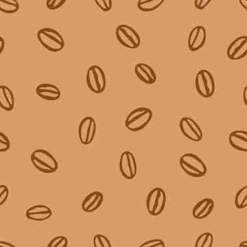 Brown hand drawing vector illustration of a group of coffee beans is on a brown Stock Illustration