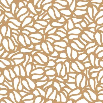 Brown hand drawn vector illustration of group of coffee beans. Seamless patte Illustrazione stock
