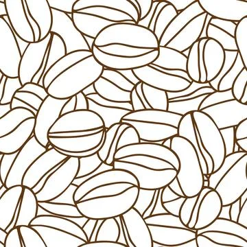 Brown hand drawn vector illustration of group of coffee beans. Seamless patte Illustrazione stock