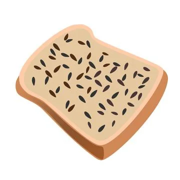 A Brown hand-drawn vector illustration of rectangular piece of bread with see Stock Illustration
