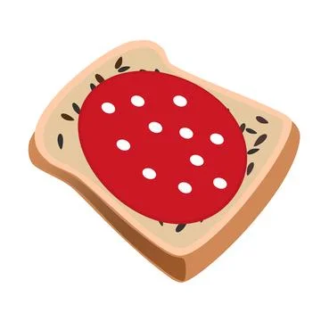 Brown hand-drawn vector illustration of rectangular piece of bread with see.. Stock Illustration