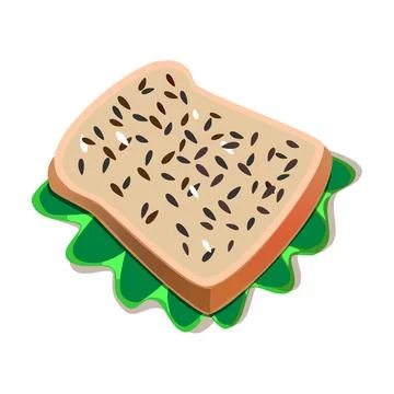 Brown hand-drawn vector illustration of rectangular piece of bread with see.. Illustrazione stock