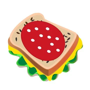 Brown hand-drawn vector illustration of rectangular piece of bread with see.. Stock Illustration