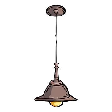 Brown hanging lamp vector art illustration. Stock Illustration