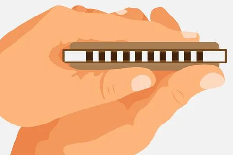Brown harmonica Stock Illustration