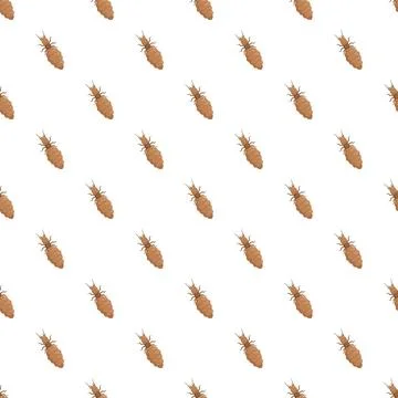 Brown head lice insect repeating pattern background Stock Illustration