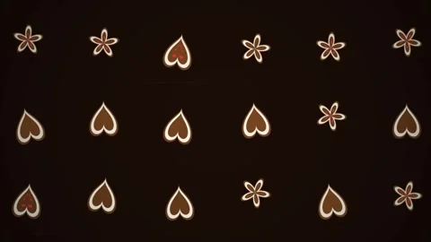 Brown heart pattern on dark background for design purposes Stock Footage 340207664