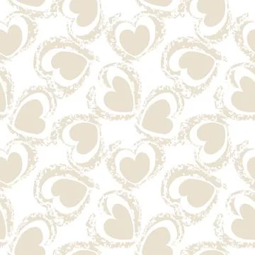 Brown Heart shaped brush stroke seamless pattern background 스톡 일러스트