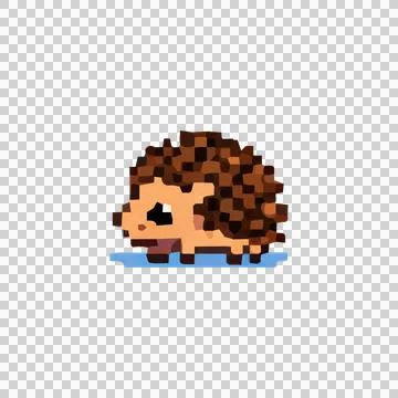 Brown Hedgehog Pixel Art Design Vector Stock Illustration
