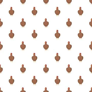 Brown hens pattern repeating on white background 库存插图