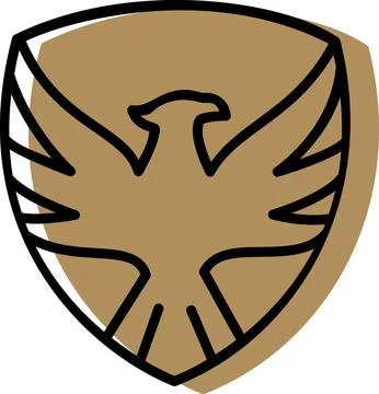 Brown heraldic shield with phoenix bird Stock Illustration