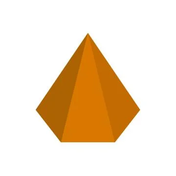 Brown hexagonal pyramid basic simple 3d shapes isolated on white background,  Stock Illustration