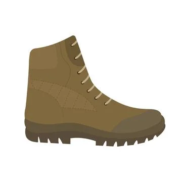 Brown Hiking Boot Side View Vector Illustration Stock Illustration