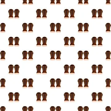 Brown hiking boots repeating seamless pattern background Stock Illustration