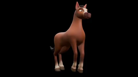 Brown Horse Dancing Front View Textured Stock-Footage 328409363