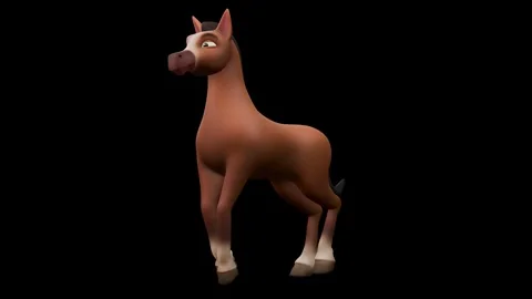 Brown Horse Dancing Perspective View Textured Stock Footage 328407916
