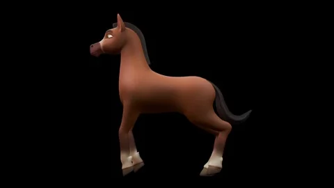 Brown Horse Dancing Side View Textured Stock-Footage 328408652