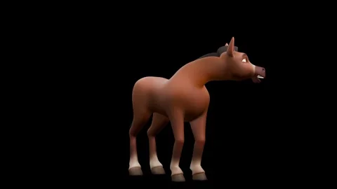 Brown Horse Eating Loop Front View Textured Stock Footage 328409365