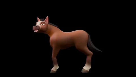 Brown Horse Eating Loop Side View Textured Stock Footage 328408664