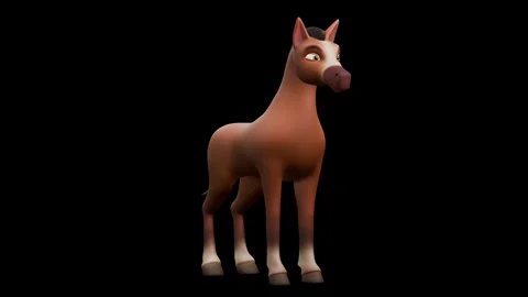 Brown Horse Idle Front View Textured Stock Footage 328409364