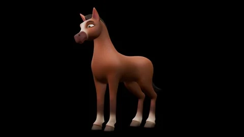 Brown Horse Idle Perspective View Textured Stock-Footage 328407914