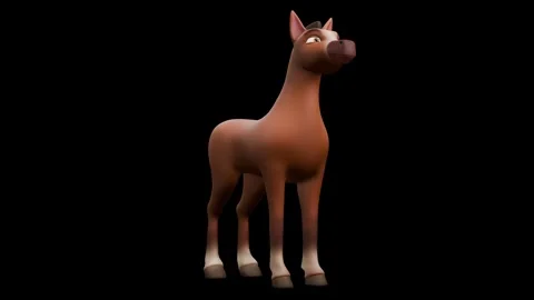 Brown Horse Shouting Front View Textured Stock Footage 328409362