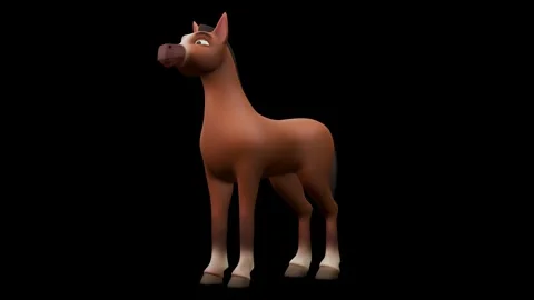 Brown Horse Shouting Perspective View Textured Stock-Footage 328407917