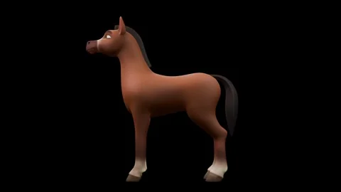 Brown Horse Shouting Side View Textured Stock-Footage 328408665