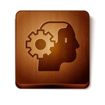 Brown Humanoid robot icon isolated on white background. Artificial intelligence Illustrazione stock