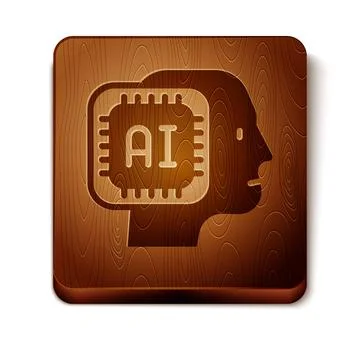 Brown Humanoid robot icon isolated on white background. Artificial intelligence Stock Illustration