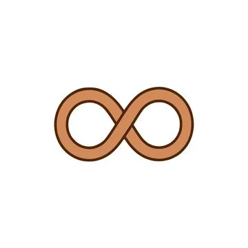 Brown infinity symbol on white background represents eternity, endless poss.. 스톡 일러스트