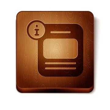 Brown Information icon isolated on white background. Wooden square button. .. Stock Illustration