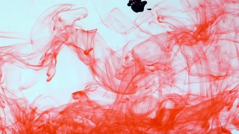 Brown ink flows into red ink clouds Stock Footage 89956926