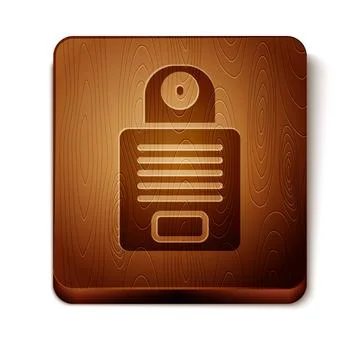 Brown Intercom icon isolated on white background. Wooden square button. Vector イラスト素材