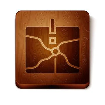 Brown Intersection point icon isolated on white background. Wooden square button Stock Illustration
