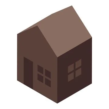 Brown isometric house with windows and door representing residential building Ilustración de archivo
