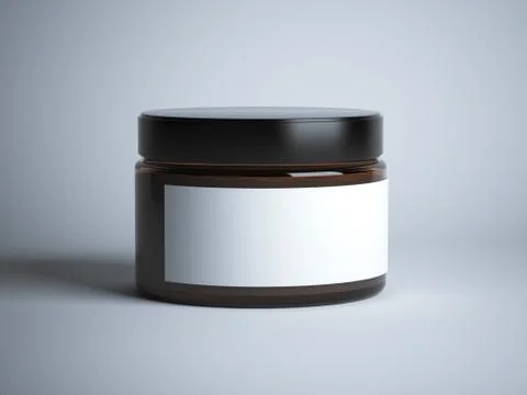 Brown jar with blank label. 3d rendering Stock-Illustration