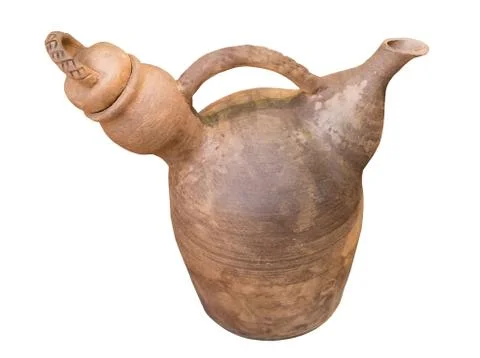 Brown kettle on white background Stock Photos