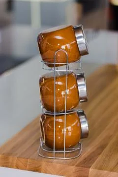 Brown kitchen jars Stock Photos