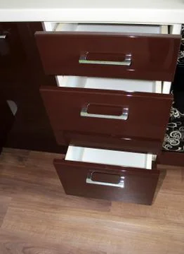Brown kitchen Locker in the dining room. Stock Photos