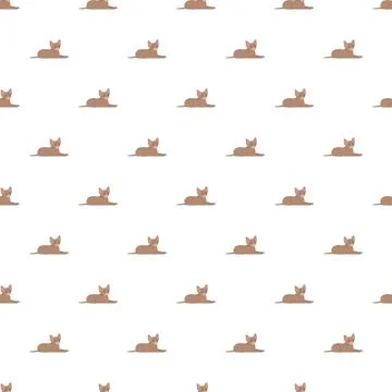 Brown kitten lying down seamless pattern background Stock Illustration