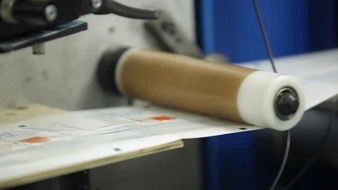 Brown Label Printing Rolls with High speed labeling machine in industrial Video stock 110771785