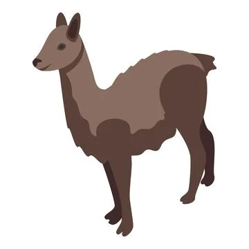 Brown lama icon isometric vector. Cool baby Stock Illustration