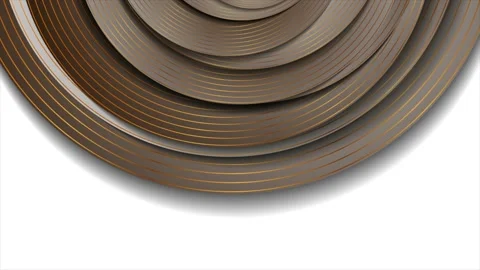 Brown layered 3d circles with golden lines abstract concept geometric motion Stock Footage 342804538