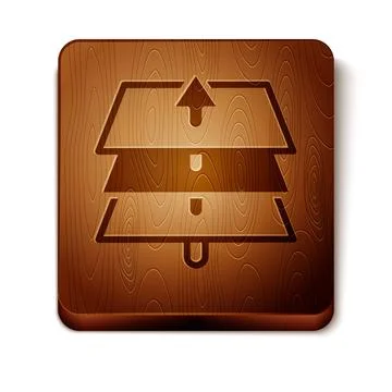 Brown Layers icon isolated on white background. Wooden square button. Vector Stock Illustration