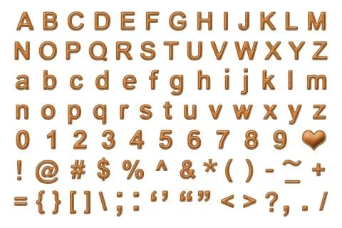 Brown leather alphabet Stock Illustration
