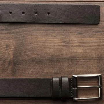 Brown leather belt for men Stock Photos